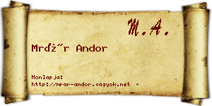 Mrár Andor névjegykártya